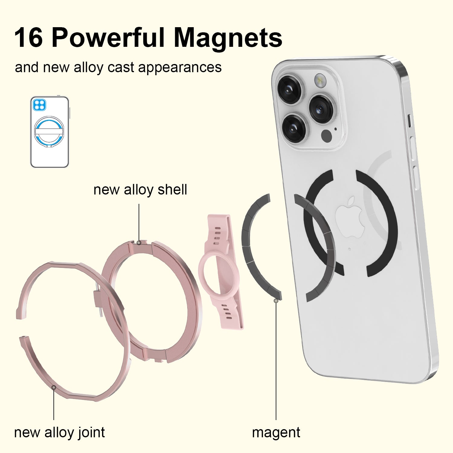 ZH-M04 Magnetic Kickstand Rotary Adjustable Phone Ring Holder Zinc Alloy Finger Grip ZH-M04 Magnetic Kickstand Rotary Adjustable Phone Ring Holder Zinc Alloy Finger Grip